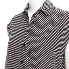 SAINT LAURENT 2015 100% silk diagonal striped sleeveless blouse FR34 XS