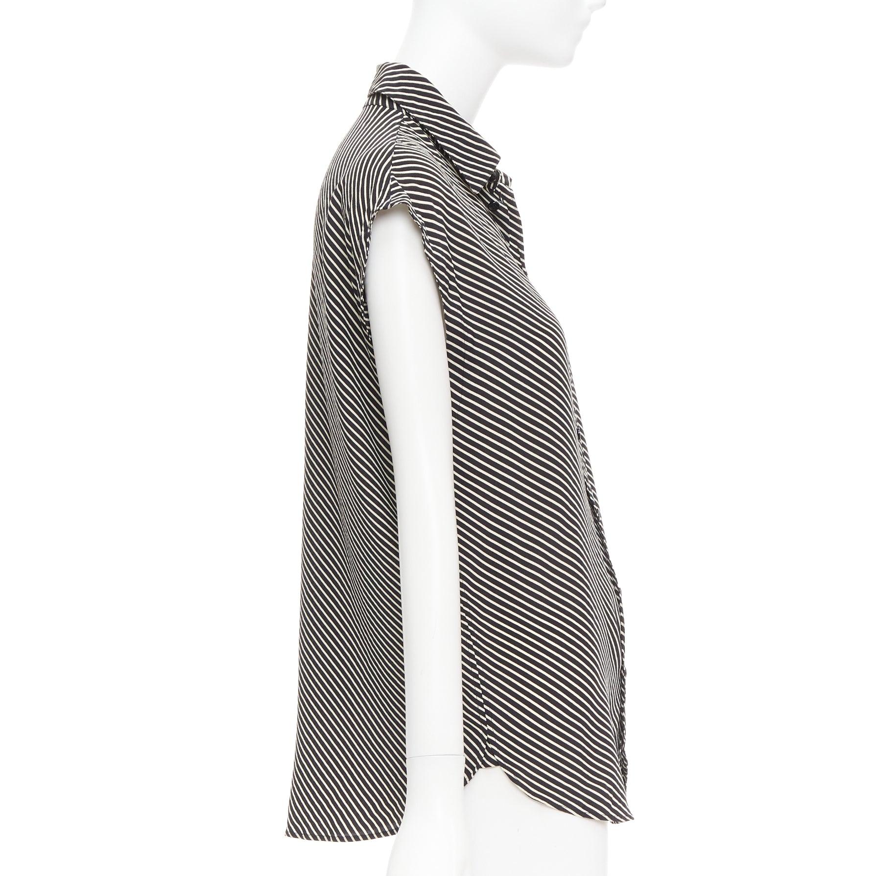 Women's SAINT LAURENT 2015 100% silk diagonal striped sleeveless blouse FR34 XS For Sale
