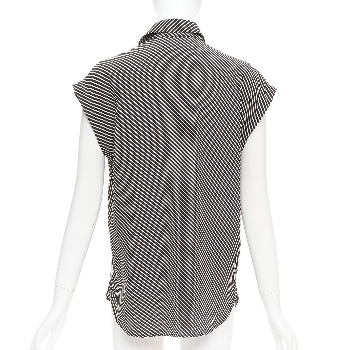 SAINT LAURENT 2015 100% silk diagonal striped sleeveless blouse FR34 XS For Sale 1