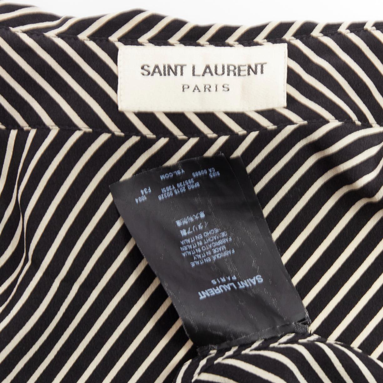 SAINT LAURENT 2015 100% silk diagonal striped sleeveless blouse FR34 XS For Sale 4