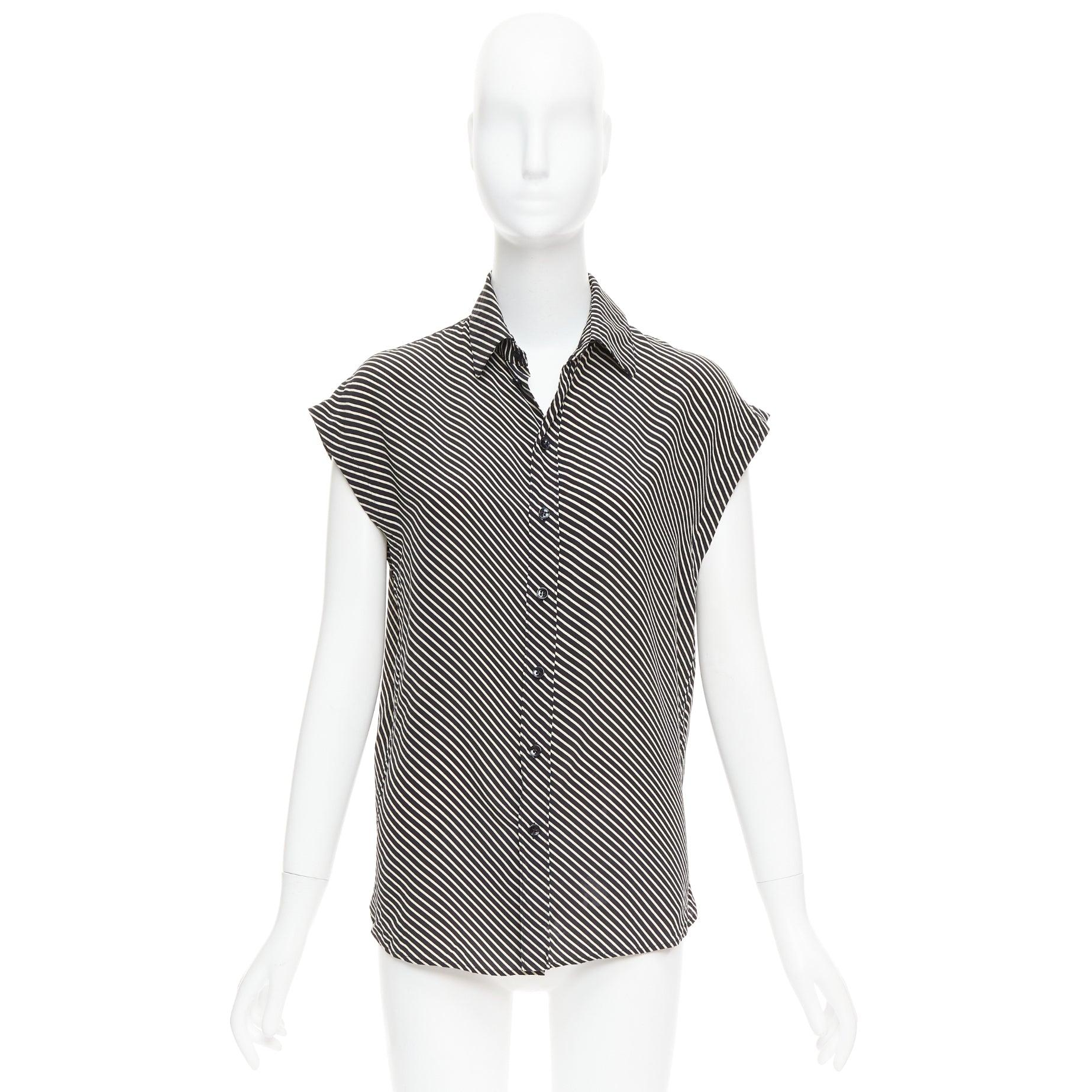 SAINT LAURENT 2015 100% silk diagonal striped sleeveless blouse FR34 XS For Sale 5