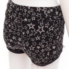SAINT LAURENT 2015 black grey star print cotton denim mini hot shorts 24"
