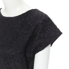 SAINT LAURENT 2015 floral silk overlay cap sleeve heavy crepe dress FR38