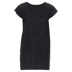 Saint Laurent 2015 abito in crêpe pesante con manica a cappuccio e sovrapposizione floreale di seta FR38