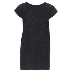 Saint Laurent 2015 abito in crêpe pesante con manica a cappuccio e sovrapposizione floreale di seta FR38