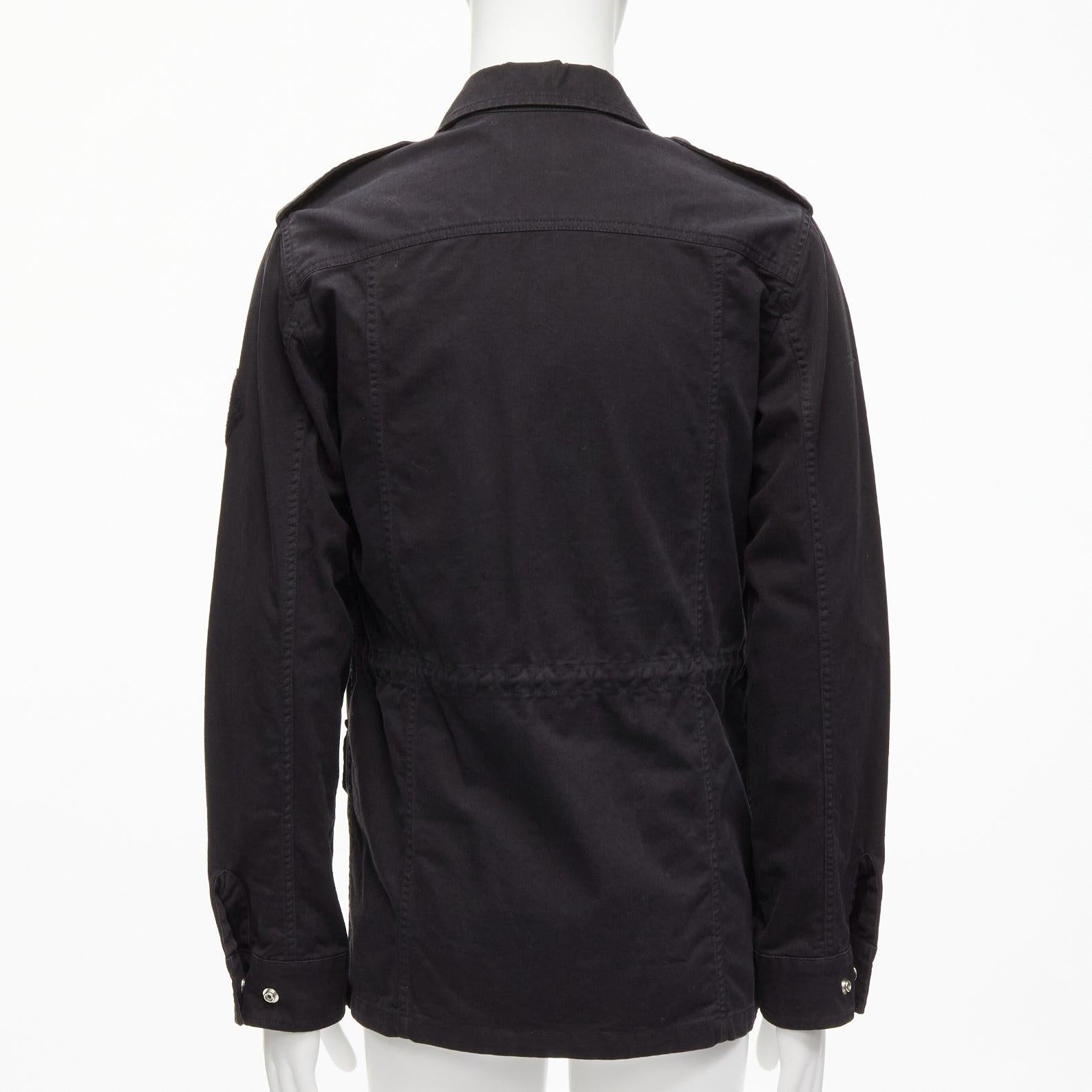 SAINT LAURENT 2015 Hedi Slimane black washed cotton linen military jacket FR46 S For Sale 3