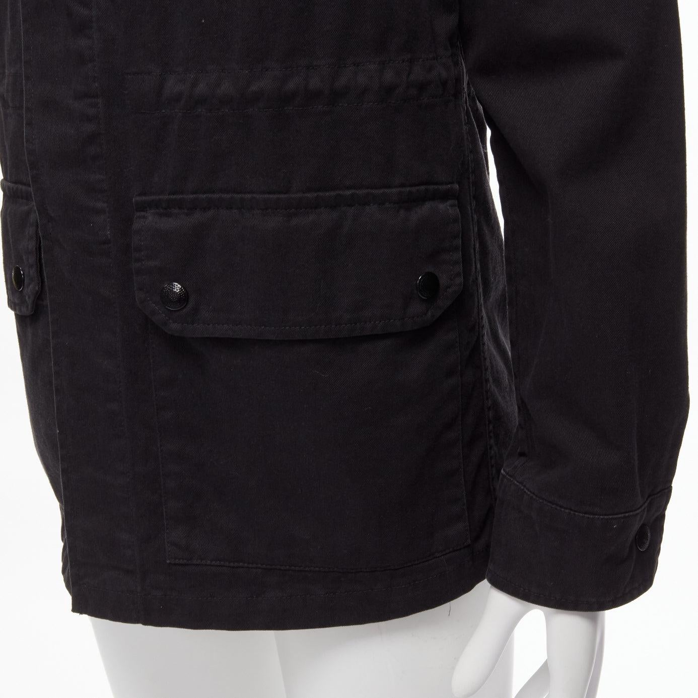 SAINT LAURENT 2015 Hedi Slimane black washed cotton linen military jacket FR46 S For Sale 5