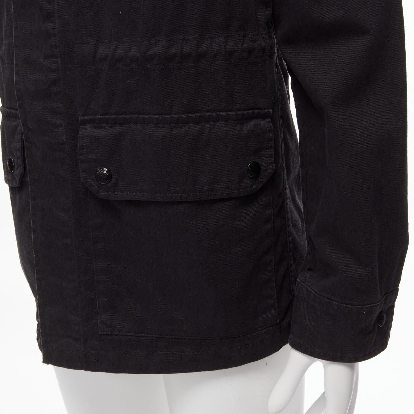SAINT LAURENT 2015 Hedi Slimane black washed cotton linen military jacket FR46 S For Sale 4