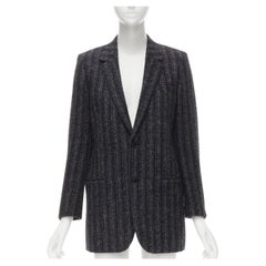 SAINT LAURENT 2015 Hedi Slimane grey black check wool tweed blazer jacket FR36 S