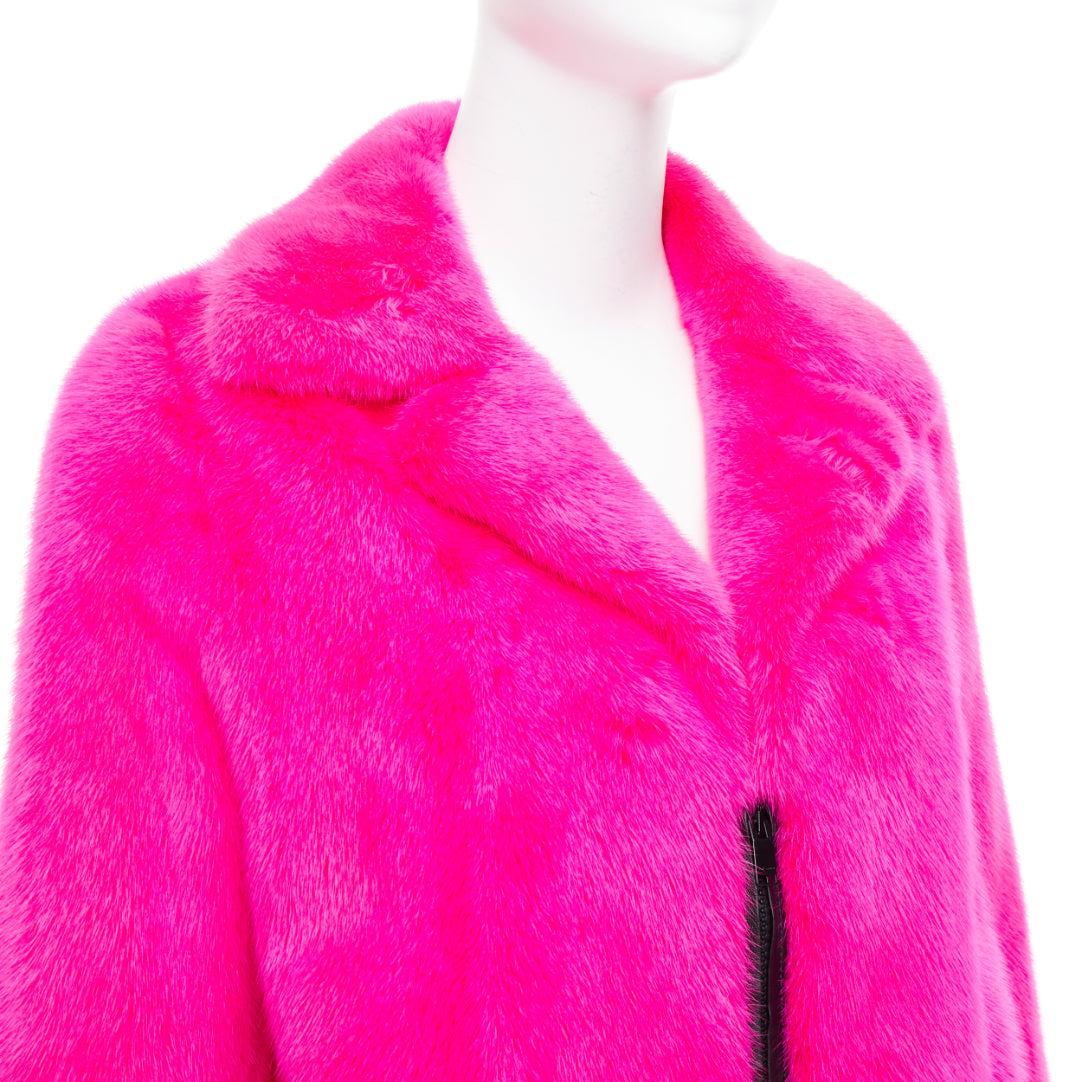 SAINT LAURENT 2015 hot pink mink fur black leather zip long coat FR38 M
Reference: NKLL/A00432
Brand: Saint Laurent
Designer: Anthony Vaccarello
Collection: 2015
Material: Fur
Color: Pink
Pattern: Solid
Closure: Zip
Lining: Black Fabric
Made in: