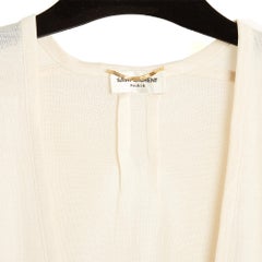 Saint Laurent 2015 Top T-Shirt V Soie Ecru FR38 Slimane Silk Jersey Top UK10 US8
