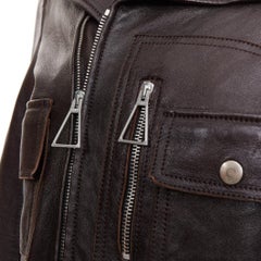 SAINT LAURENT 2016 black lambskin triangular zipper cropped biker jacket FR38