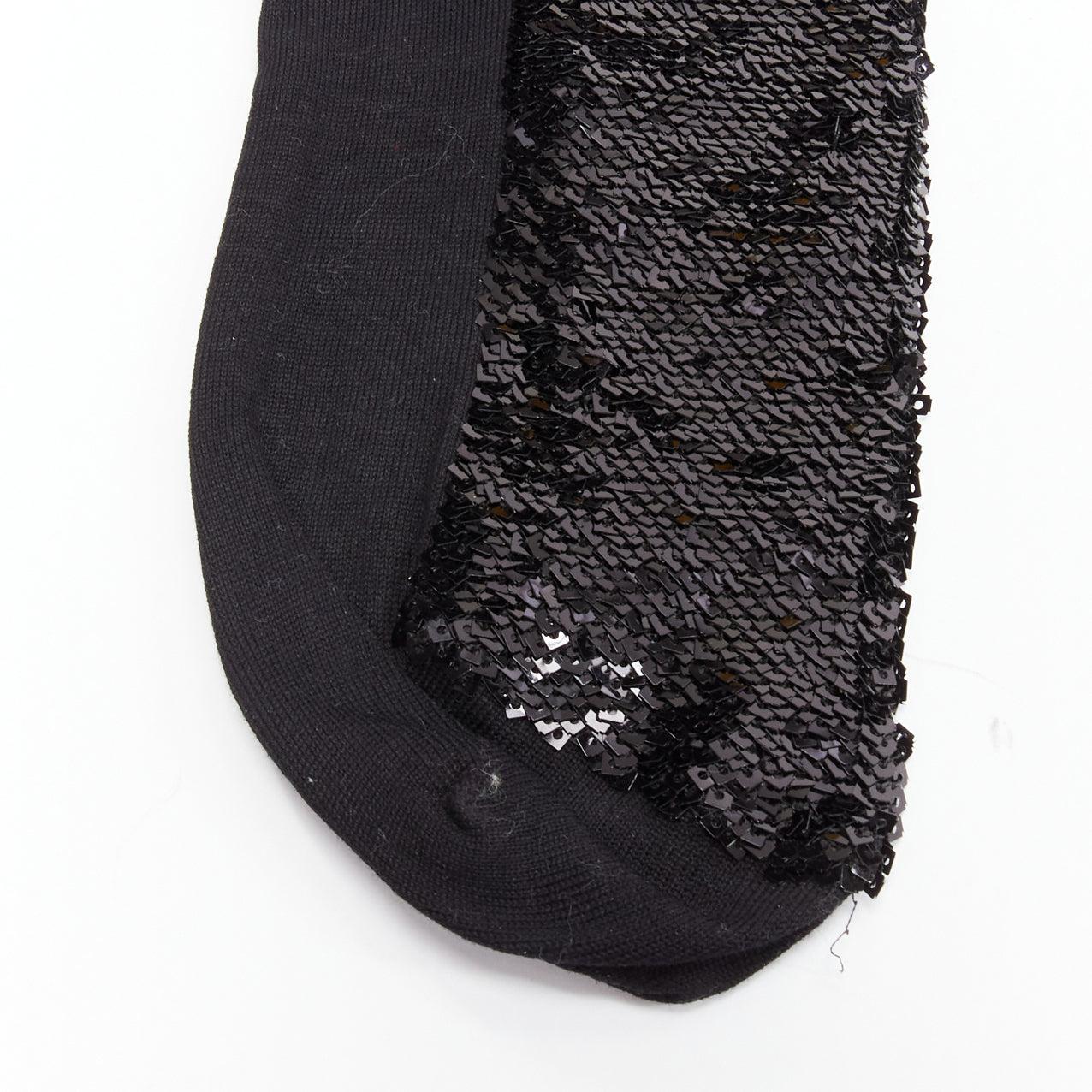 Women's SAINT LAURENT 2016 black sequins cotton blend rolled cuffed socks EUR38 For Sale
