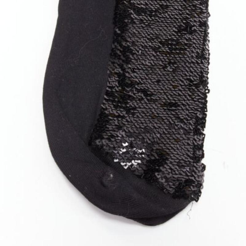 Donna SAINT LAURENT 2016 calze nere con paillettes in misto cotone con polsini arrotolati EUR38 in vendita