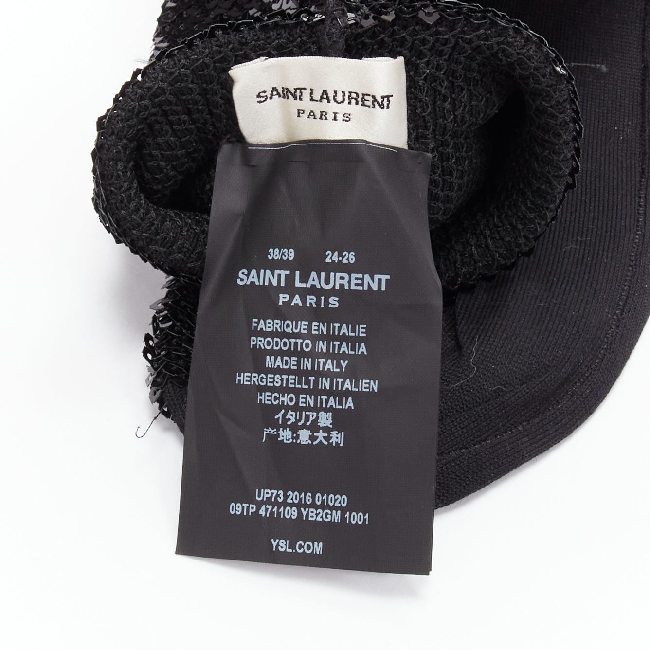 SAINT LAURENT 2016 paillettes noires coton mélangé chaussettes à revers roulés EUR38 en vente 1