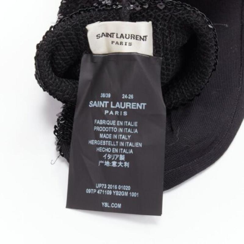 SAINT LAURENT 2016 calze nere con paillettes in misto cotone con polsini arrotolati EUR38 in vendita 1
