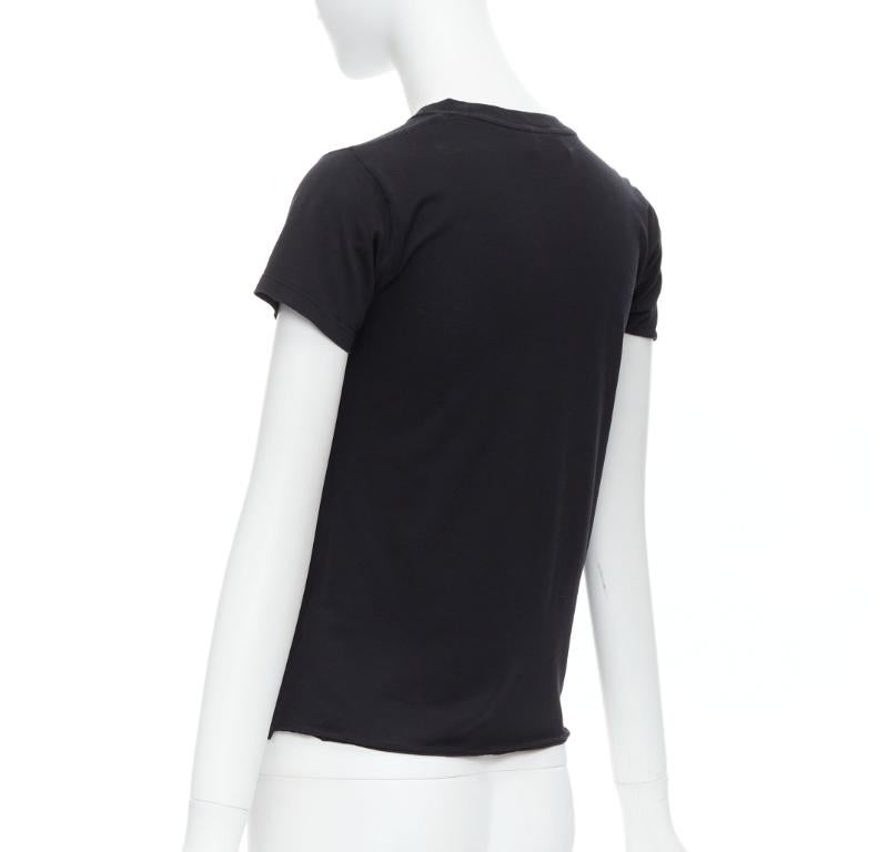 SAINT LAURENT 2016 black YSL gold brooch asymmetric pull tshirt XS 2