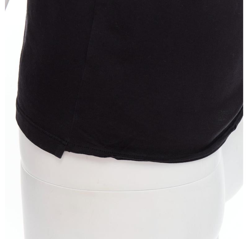 SAINT LAURENT 2016 black YSL gold brooch asymmetric pull tshirt XS 3