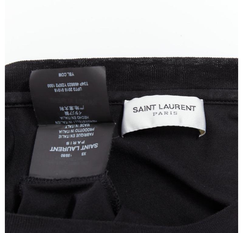 SAINT LAURENT 2016 black YSL gold brooch asymmetric pull tshirt XS 4