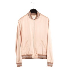 Saint Laurent 2016 Blouson Love FR38 Pink Embroided Bomber Jacket UK10 US8