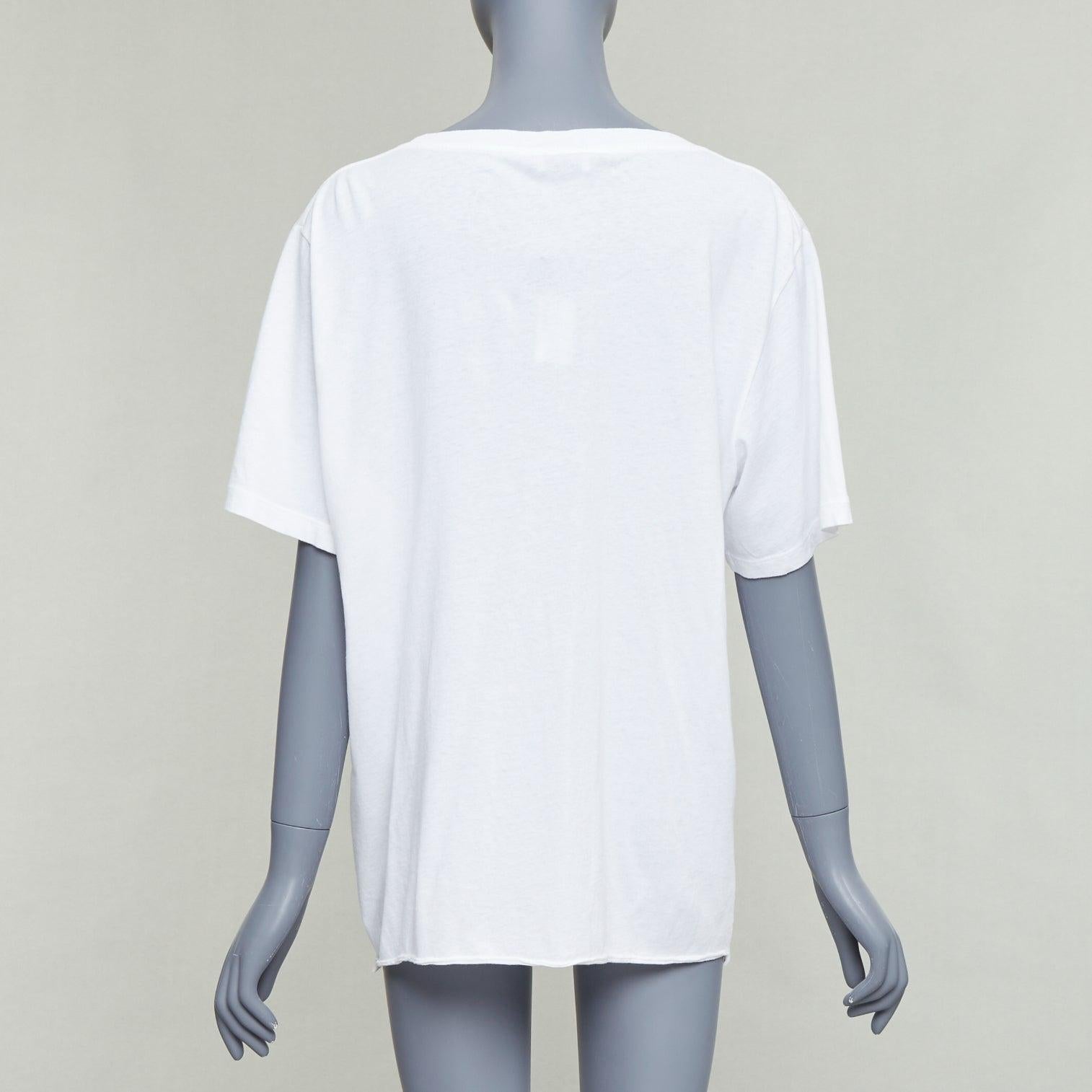 SAINT LAURENT 2016 cream universite print oversized reversed tshirt XL en venta 1