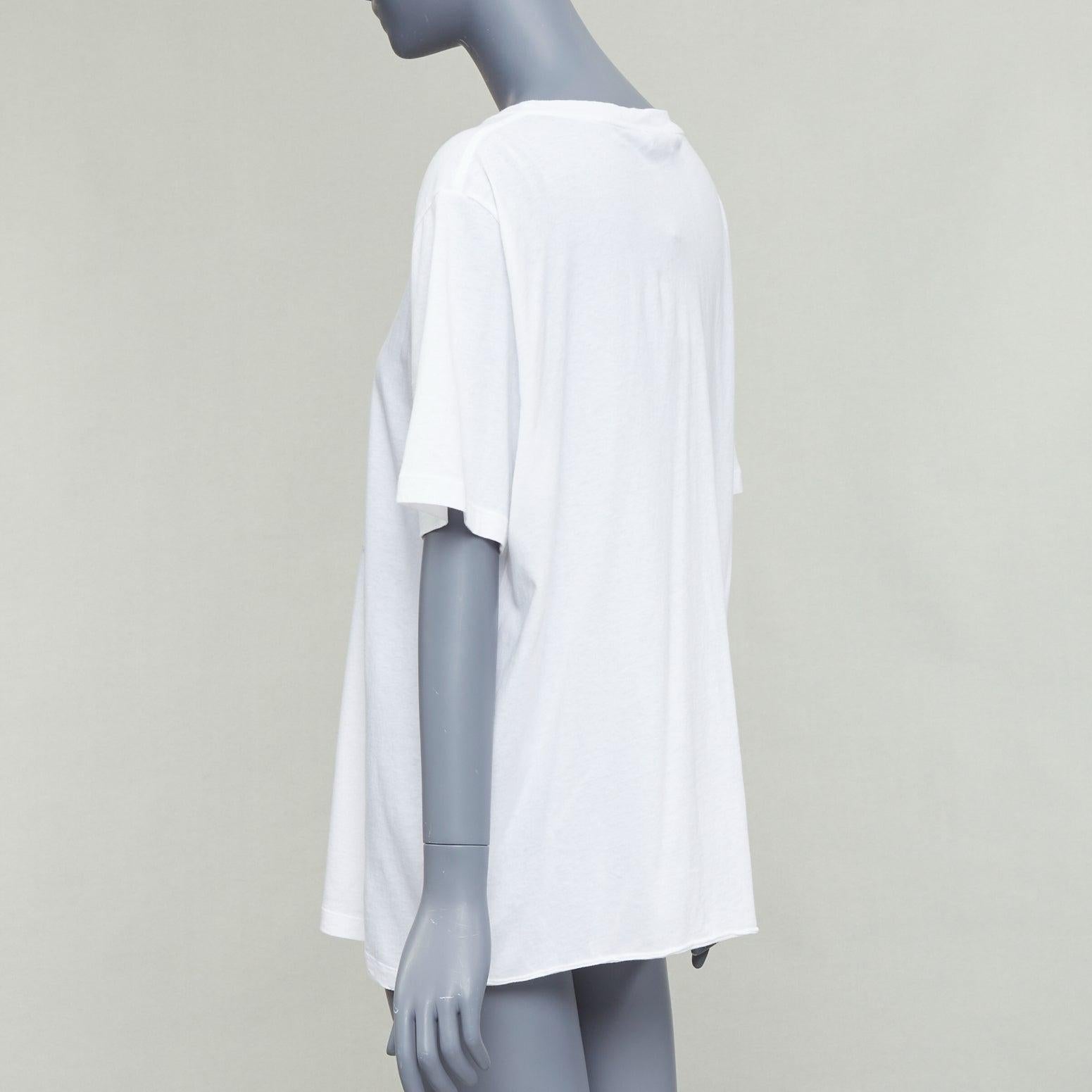 SAINT LAURENT 2016 cream universite print oversized reversed tshirt XL en venta 2