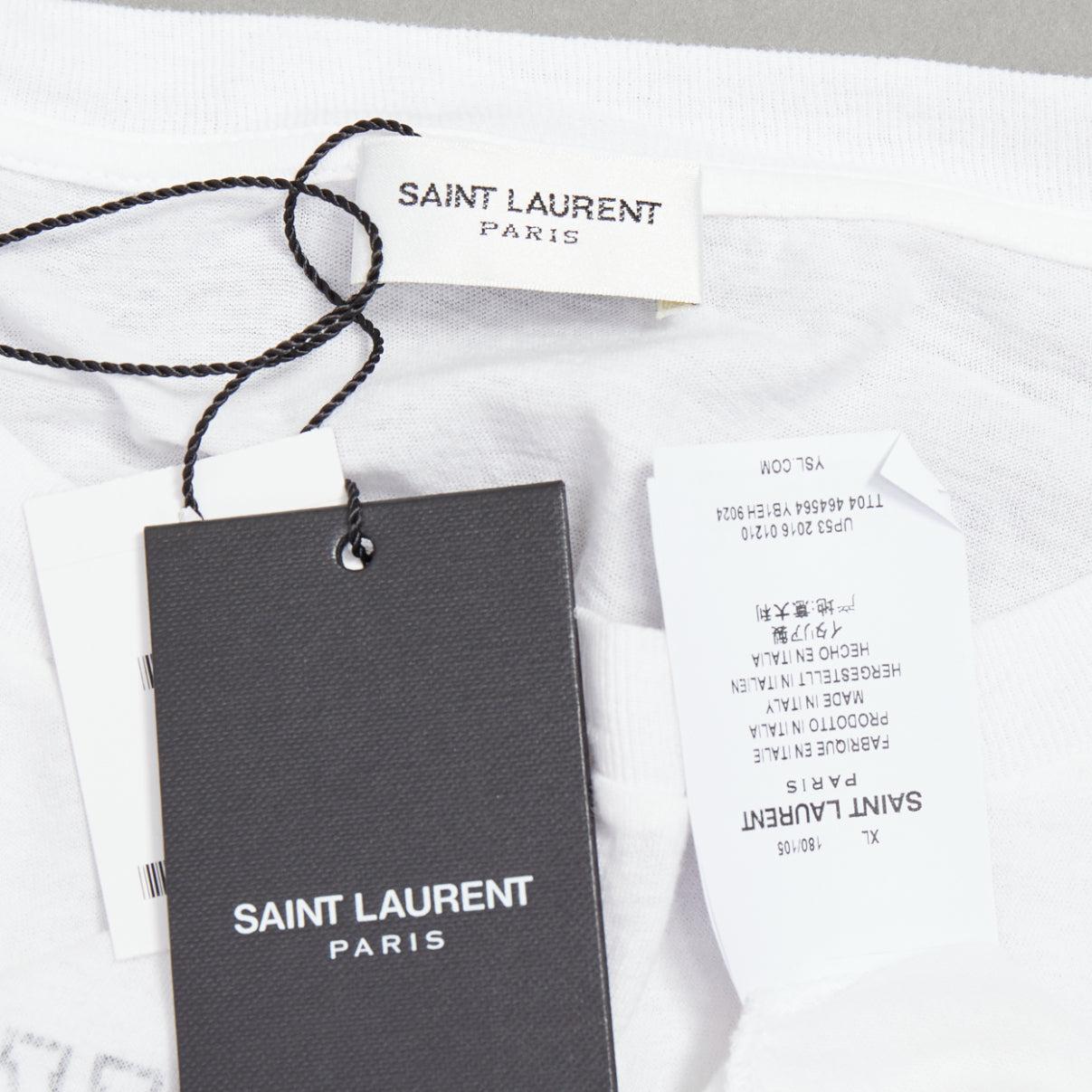 SAINT LAURENT 2016 cream universite print oversized reversed tshirt XL en venta 4