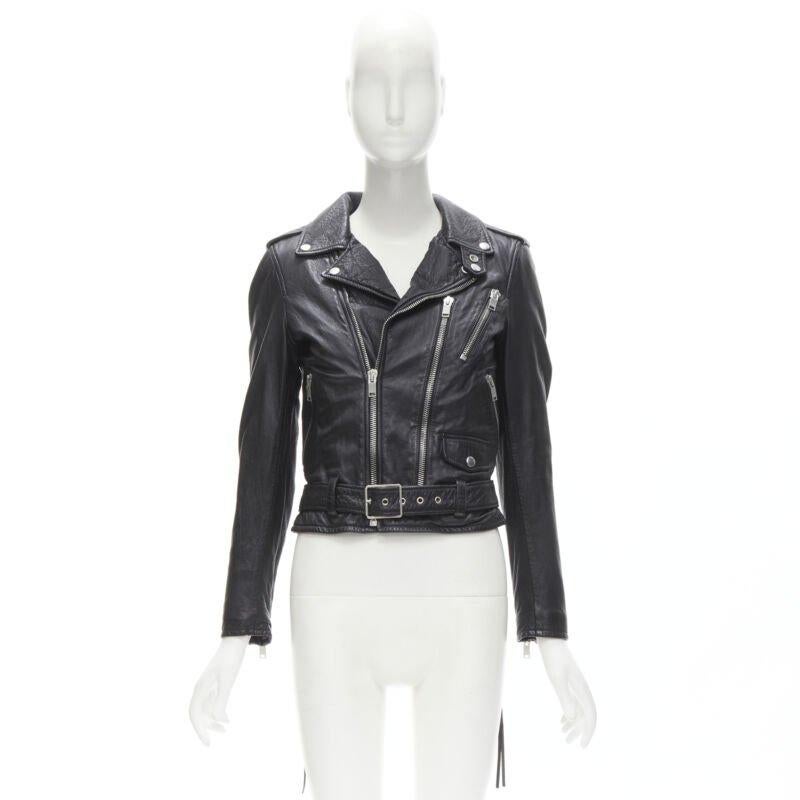 SAINT LAURENT 2016 Hedi Slimane Blood Luster embroidery lip leather biker FR38 S 8