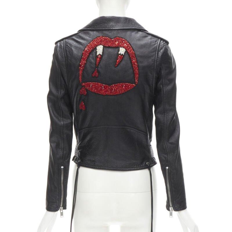 SAINT LAURENT 2016 Hedi Slimane Blood Luster embroidery lip leather biker FR38 S
Reference: KEDG/A00148
Brand: Saint Laurent
Designer: Hedi Slimane
Model: Blood Luster
Material: Leather
Color: Black, Red
Pattern: Solid
Closure: Zip
Extra Details: