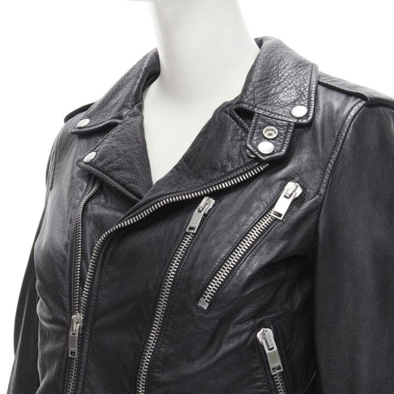 Gray SAINT LAURENT 2016 Hedi Slimane Blood Luster embroidery lip leather biker FR38 S