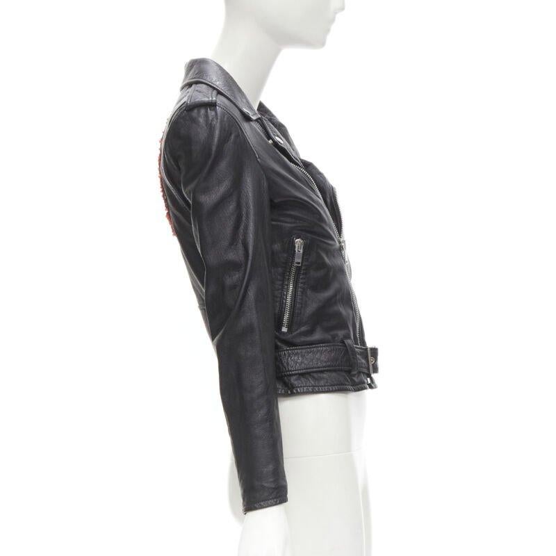 SAINT LAURENT 2016 Hedi Slimane Blood Luster embroidery lip leather biker FR38 S 2