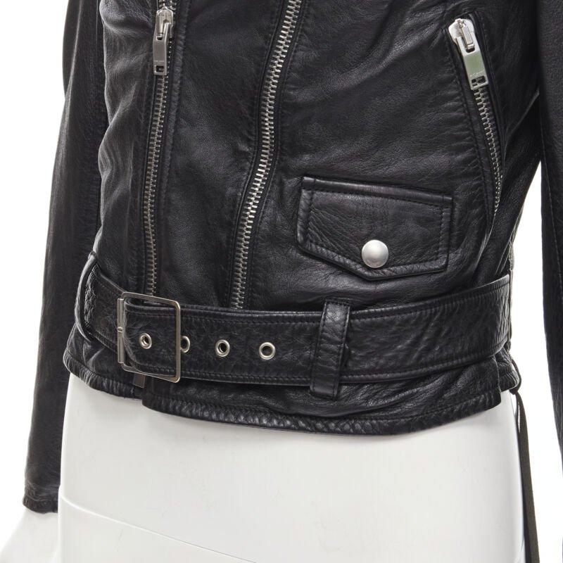 SAINT LAURENT 2016 Hedi Slimane Blood Luster embroidery lip leather biker FR38 S 4