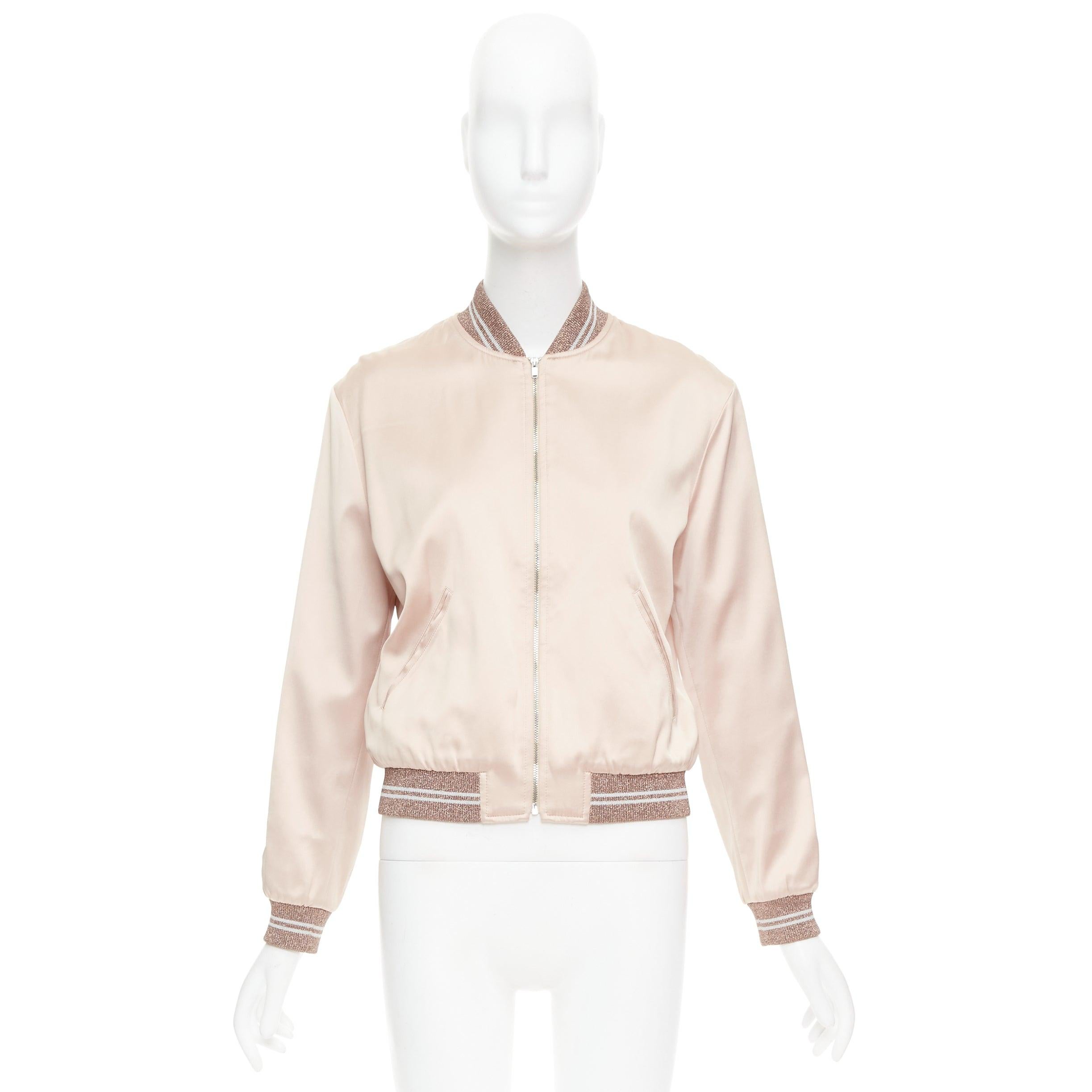 SAINT LAURENT 2016 Hedi Slimane blush satin Love sequin bomber FR36 S For Sale 6