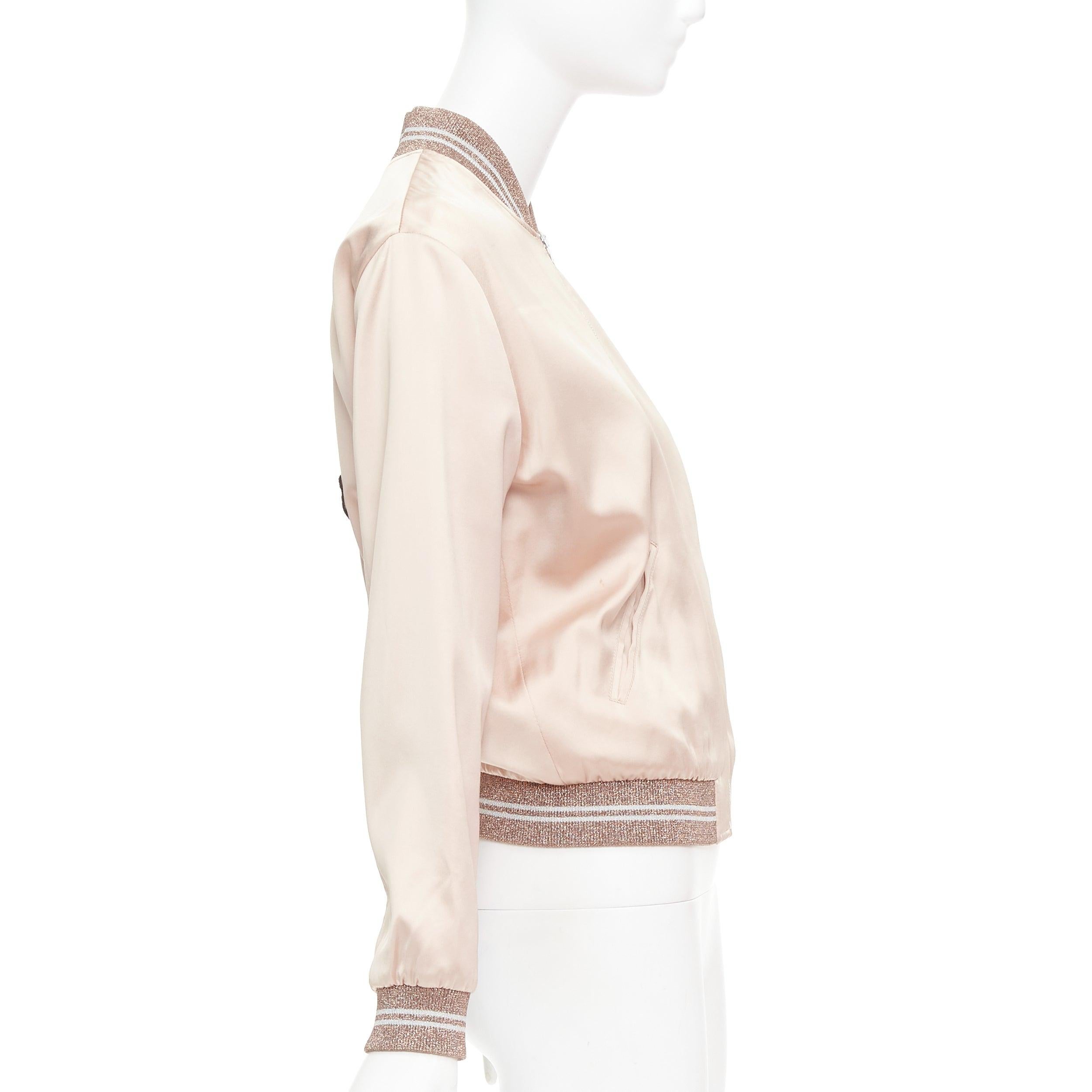 SAINT LAURENT 2016 Hedi Slimane blush satin Love sequin bomber FR36 S For Sale 1