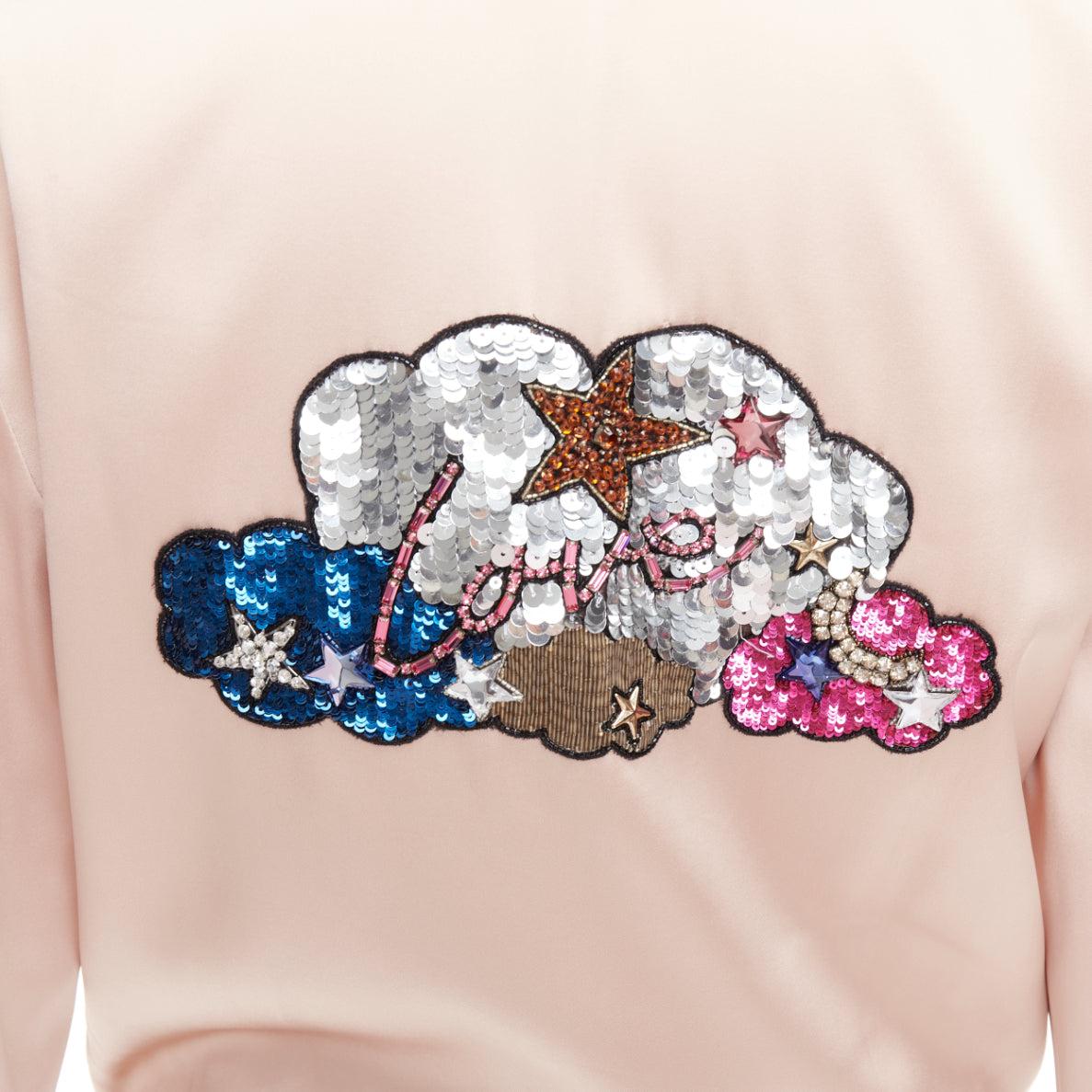 SAINT LAURENT 2016 Hedi Slimane blush satin Love sequin bomber FR36 S For Sale 3