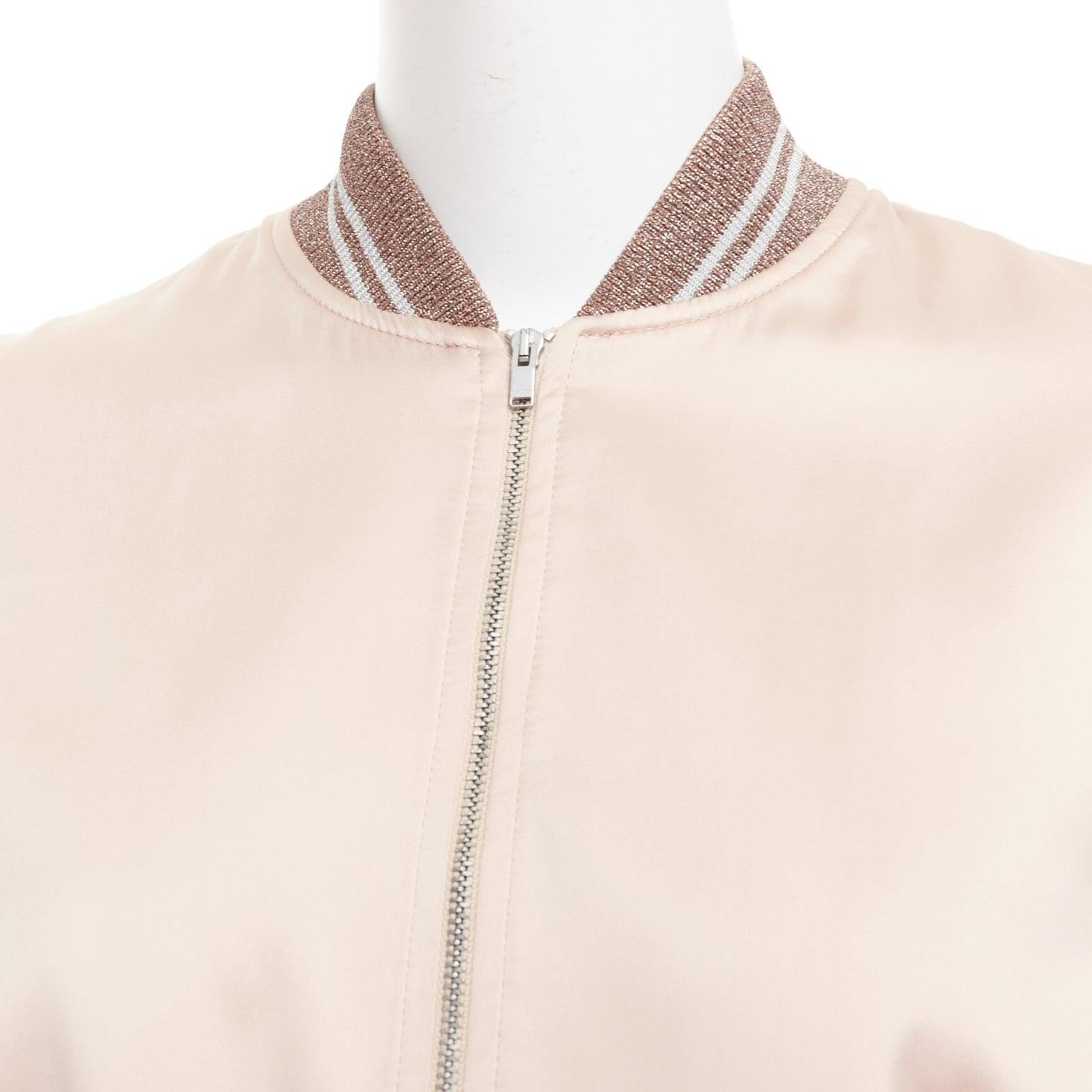 SAINT LAURENT 2016 Hedi Slimane blush satin Love sequin bomber FR36 S For Sale 4