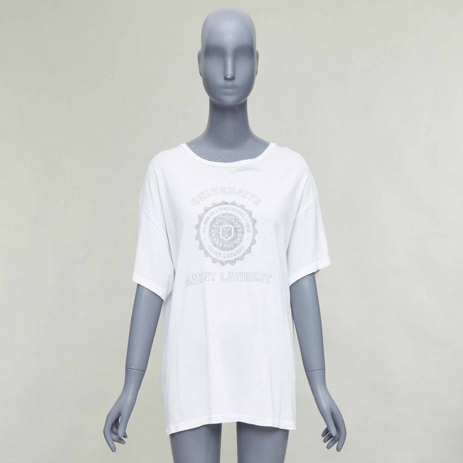 SAINT LAURENT 2016 off white university varsity logo washed oversized tshirt S. in vendita 5