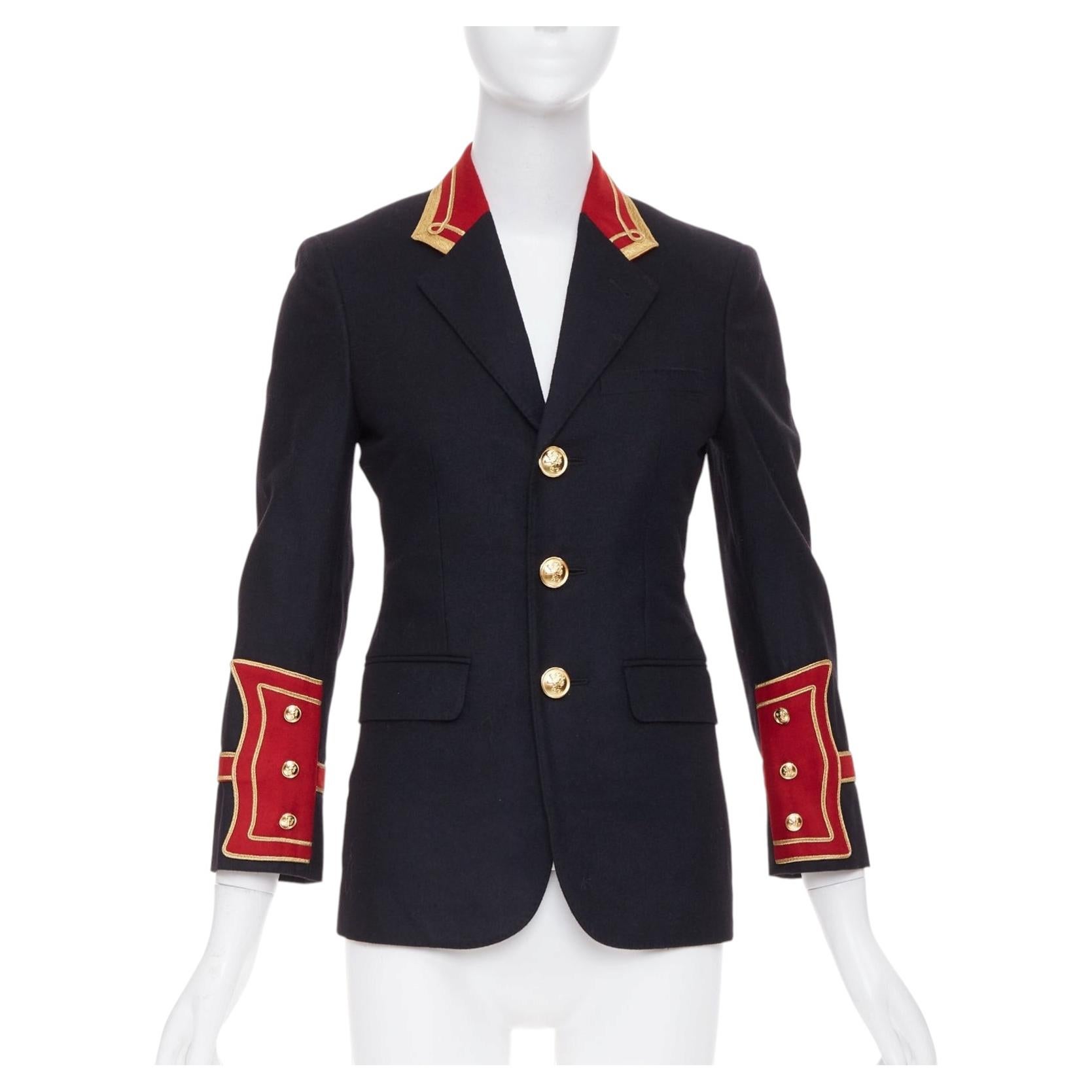SAINT LAURENT 2016 Runway navy red gold Officer Napoleon wool blazer FR40 M For Sale