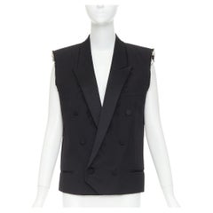 SAINT LAURENT 2016 Surf Sound wool cut sleeves exposed shoulder pads tuxedo vest