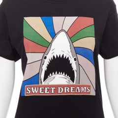 SAINT LAURENT 2016 Sweet Dreams black shark rainbow cotton tshirt XS