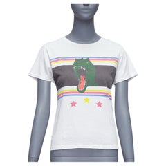 SAINT LAURENT 2016 T Rex Dino vintage washed print white tshirt XS
