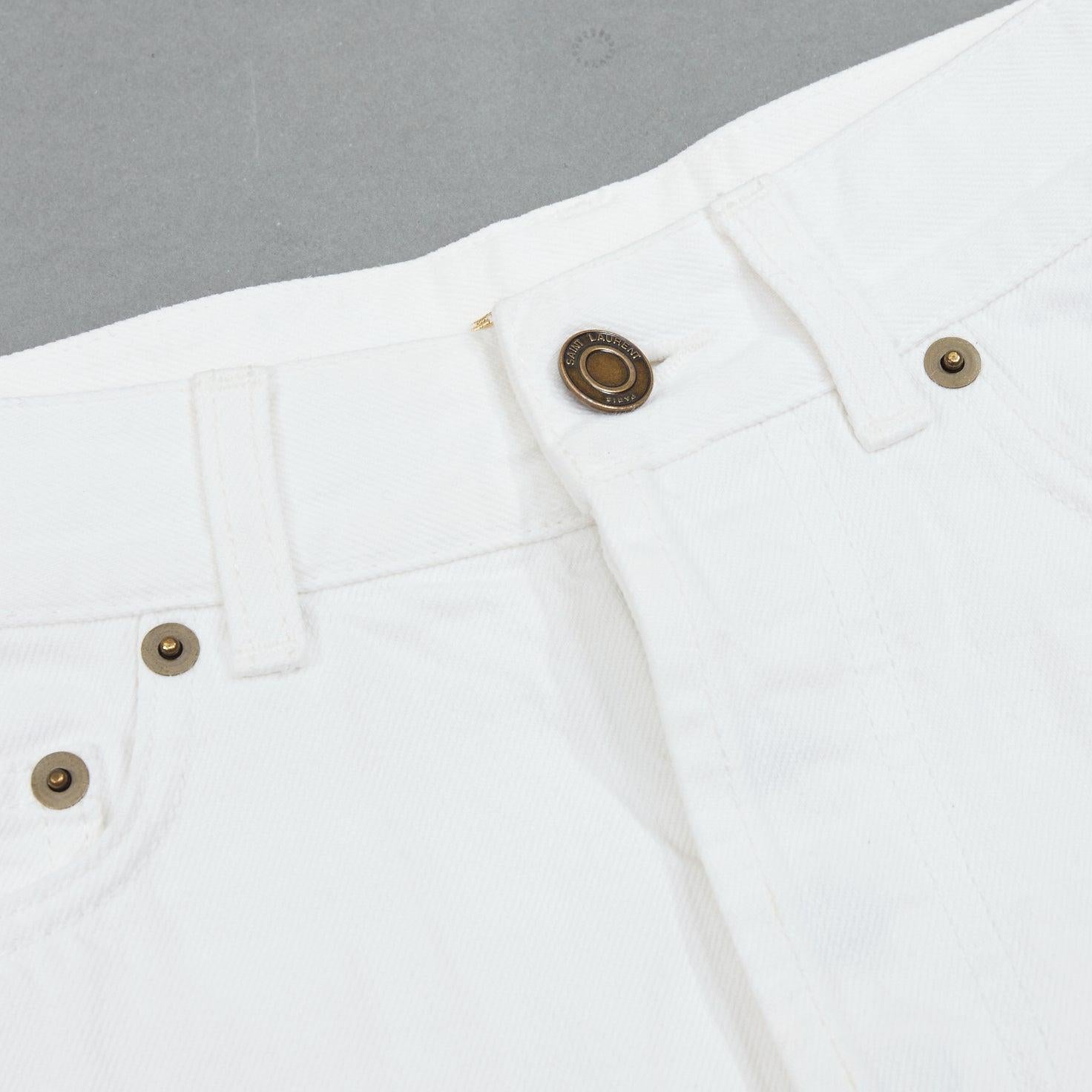 SAINT LAURENT 2016 white cotton cut off frayed jean denim shorts 25