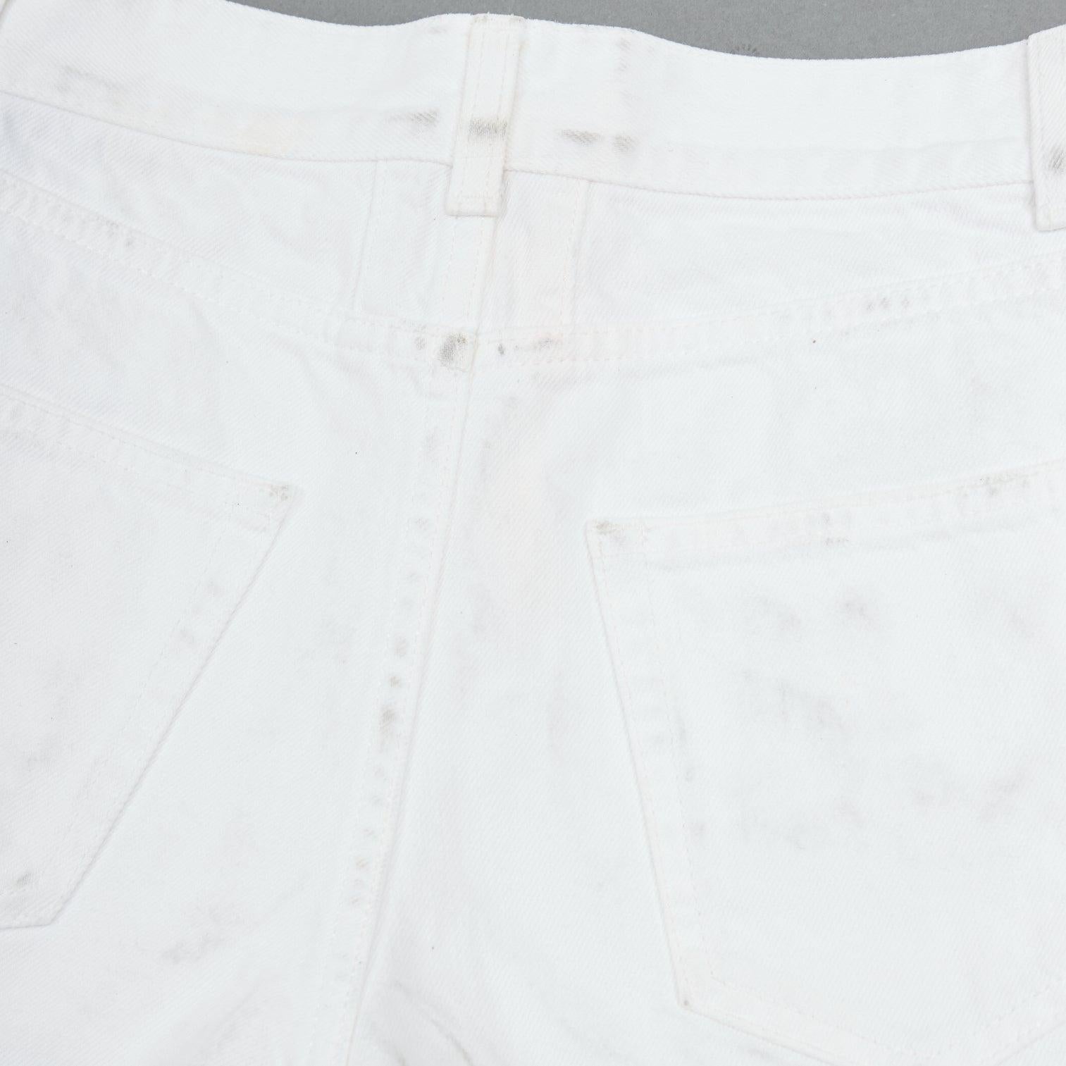 SAINT LAURENT 2016 white cotton cut off frayed jean denim shorts 25