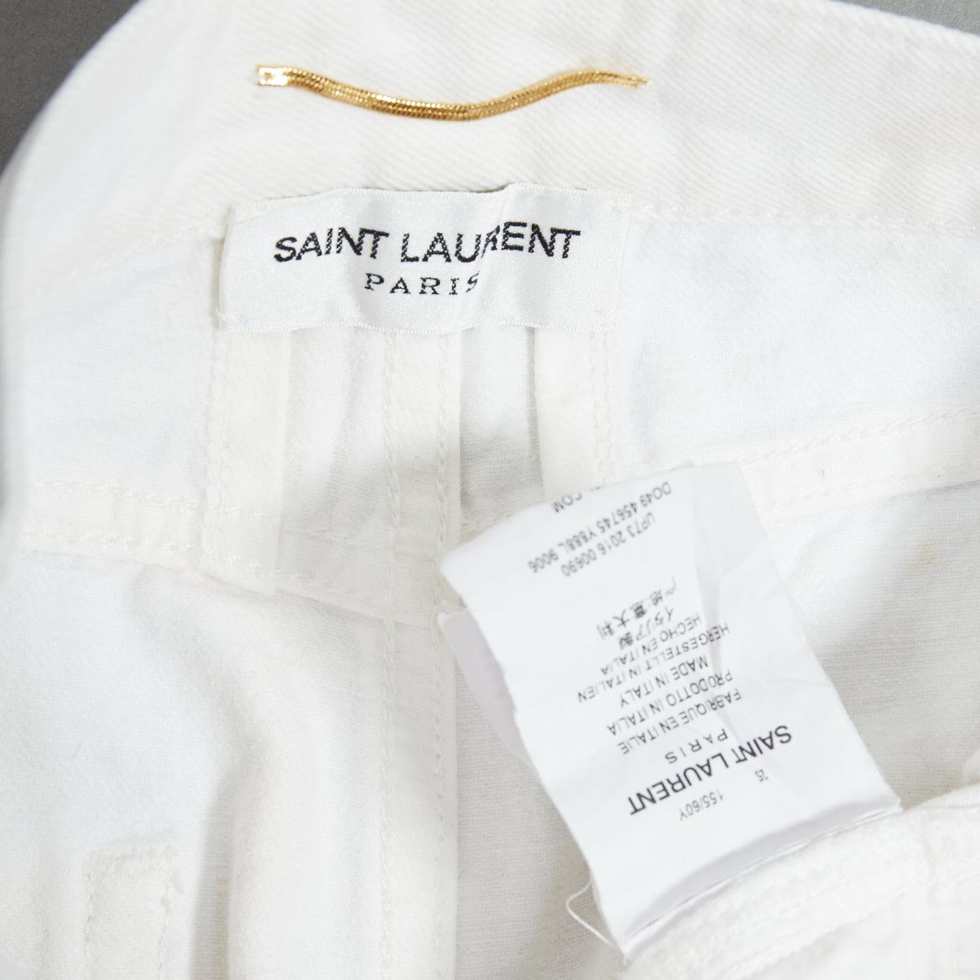 SAINT LAURENT 2016 white cotton cut off frayed jean denim shorts 25