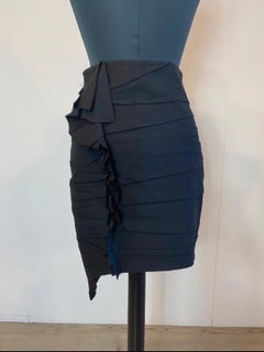 Saint Laurent 2017 asymmetrical skirt in black wool