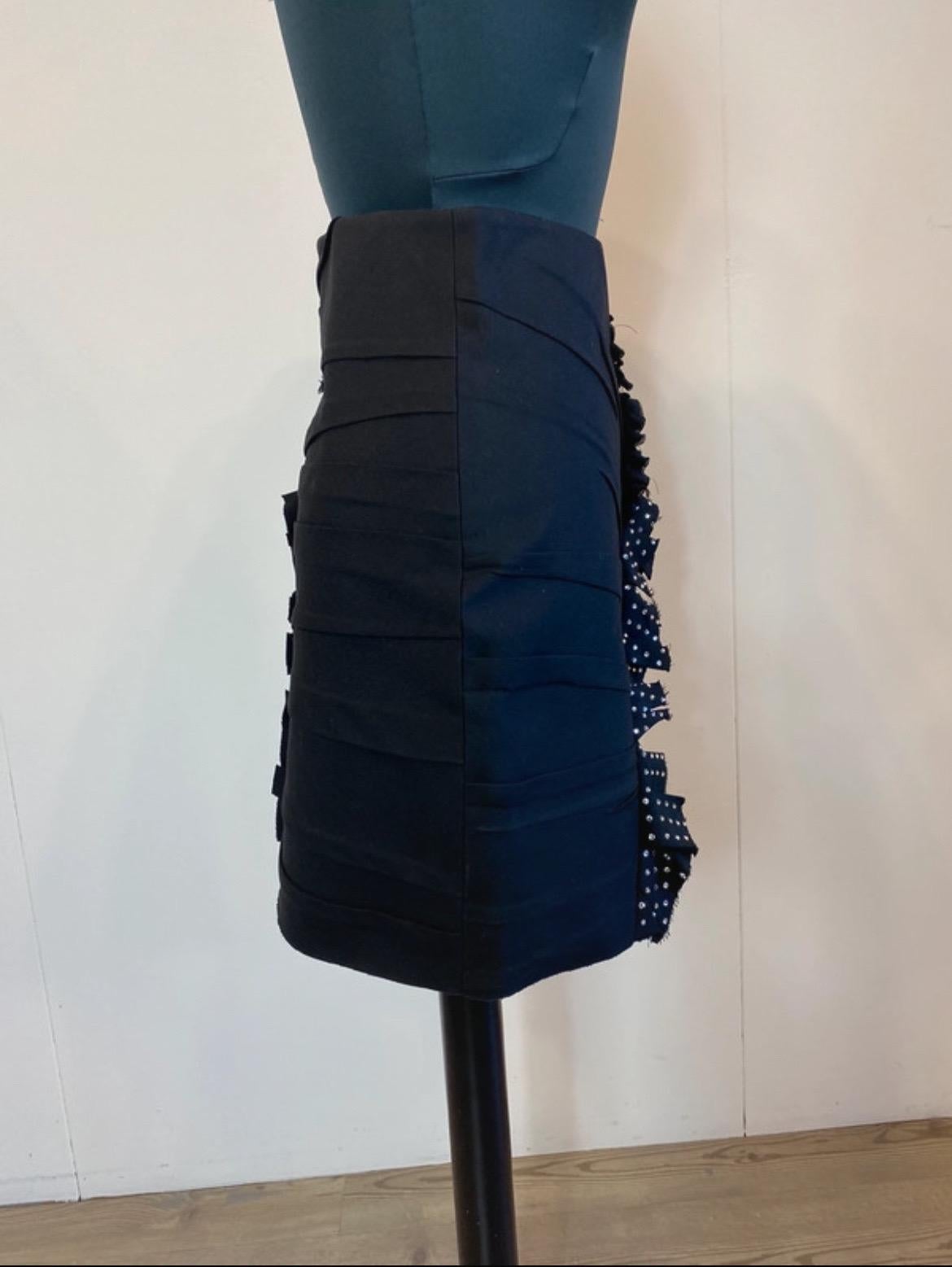 Black Saint Laurent 2017 asymmetrical skirt in black wool For Sale