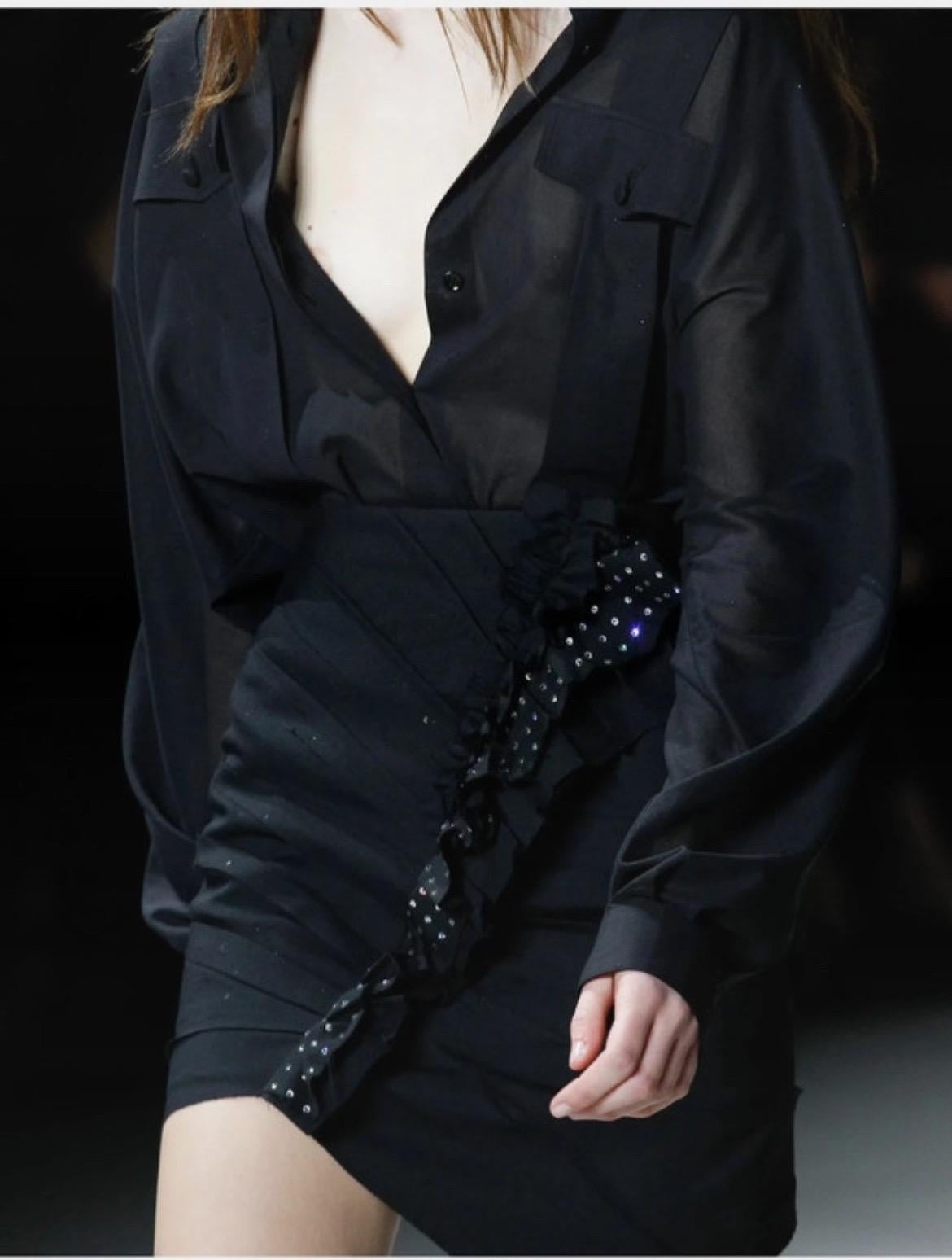 Saint Laurent 2017 asymmetrical skirt in black wool For Sale 1