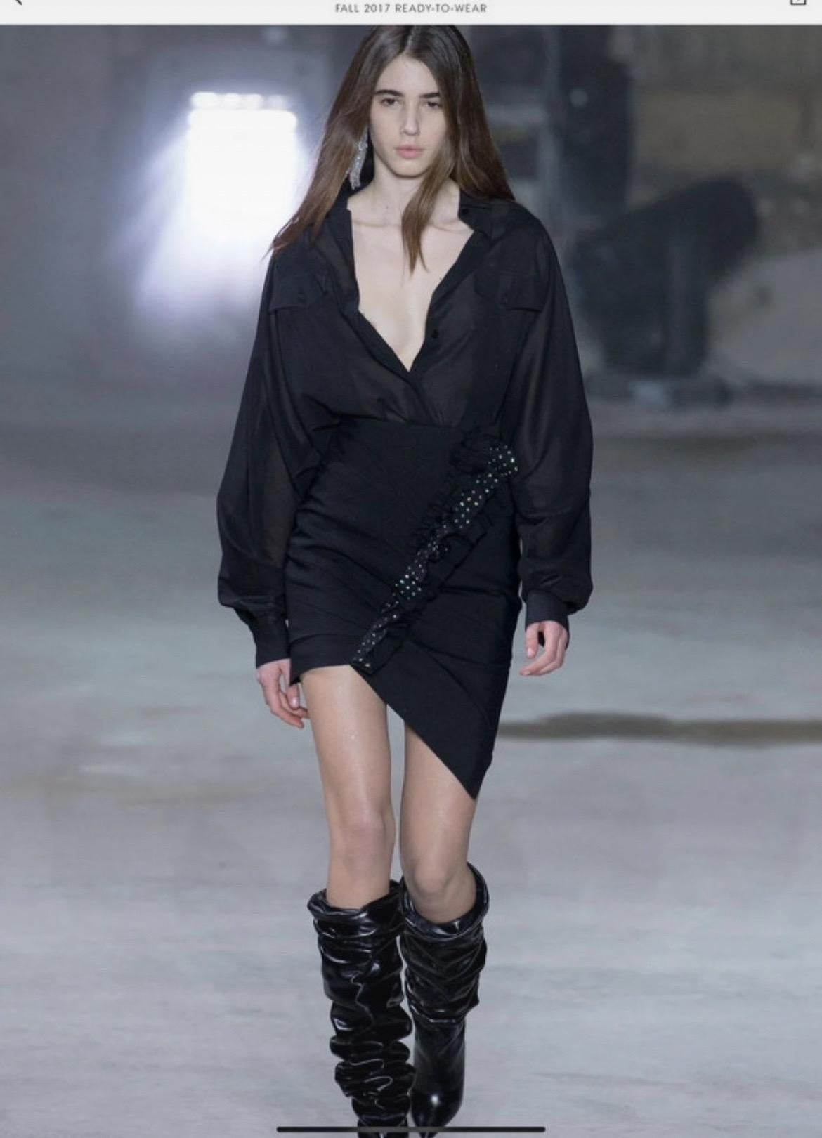 Saint Laurent 2017 asymmetrical skirt in black wool For Sale 2