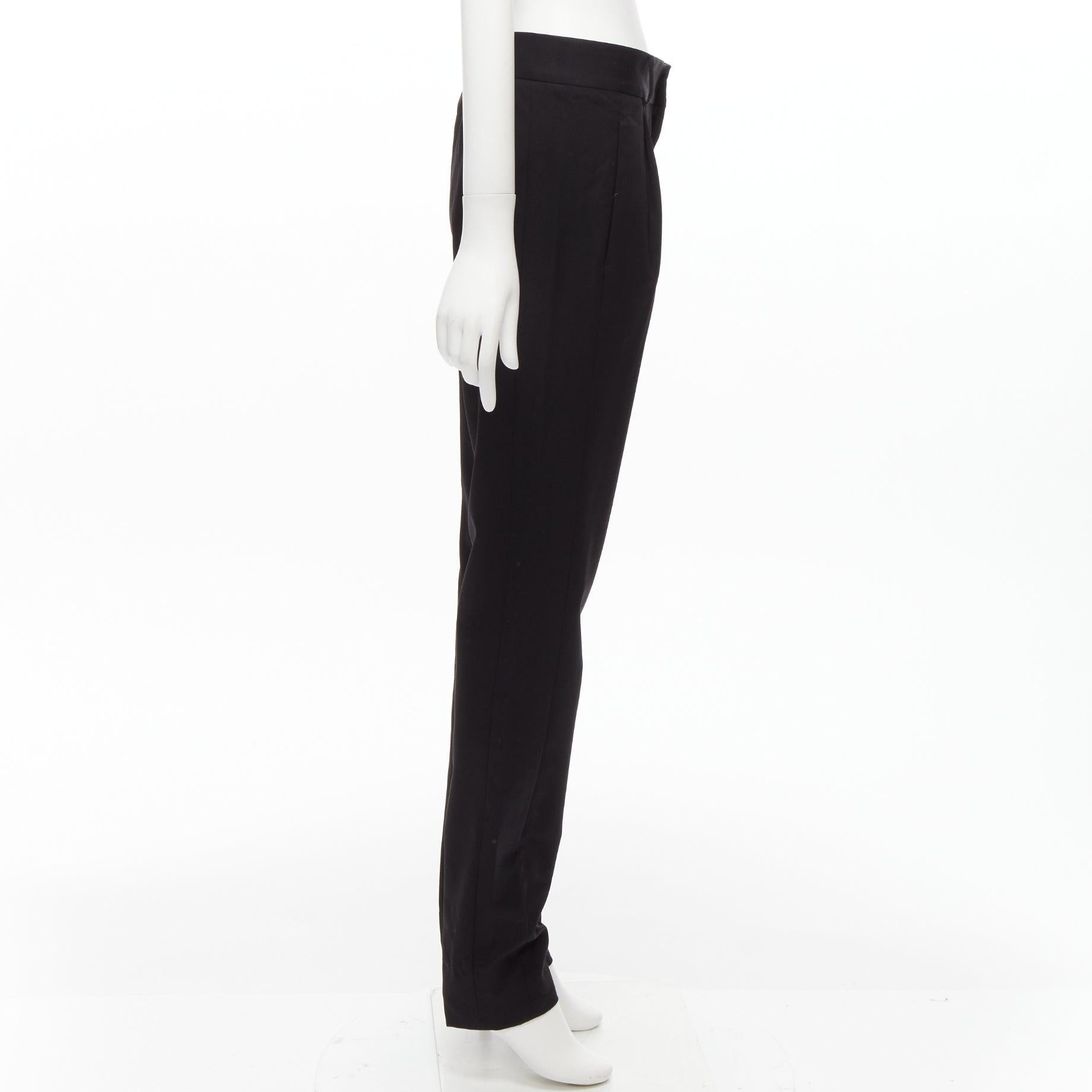 Women's SAINT LAURENT 2017 black 100% virgin wool minimal pleat straight trousers FR36 S For Sale