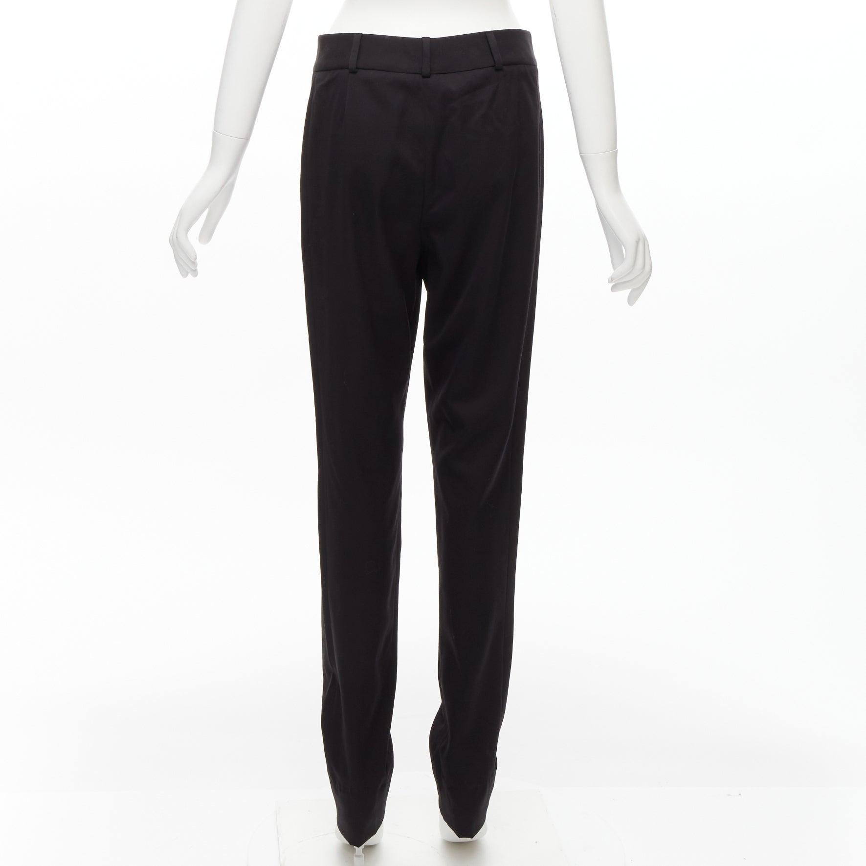 SAINT LAURENT 2017 black 100% virgin wool minimal pleat straight trousers FR36 S For Sale 1